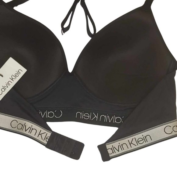 Black Calvin Klein Sport Bra. Gift with a purchase of $75 or more. - Picture 2 of 4